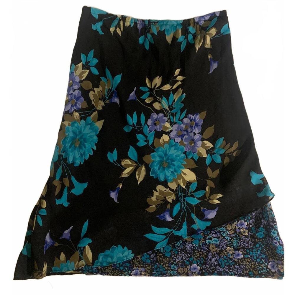 Y2K floral layered midi skirt